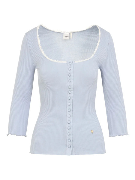 Chloé Lace-trimmed Button Top - Blue 