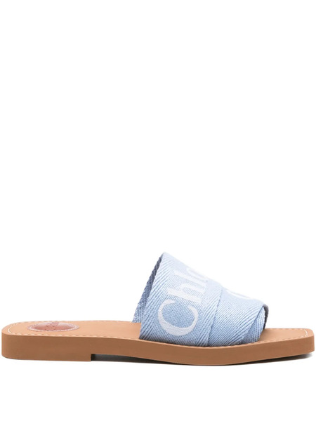  Chloé Logo-detail Flat Slides - Blue 