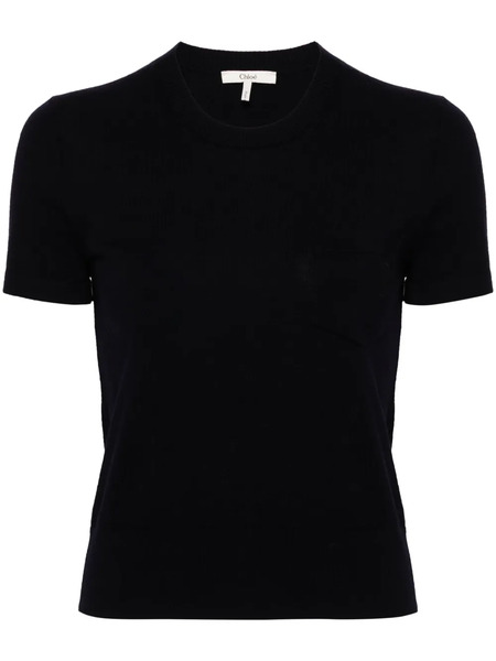  Chloé Logo-embroidered Wool Top - Blue 