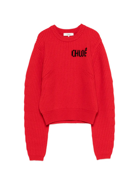  Chloé Logo Long-sleeved Sweater - Red 