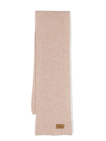  Chloé Logo-patch Chunky-knit Scarf - Neutrals 