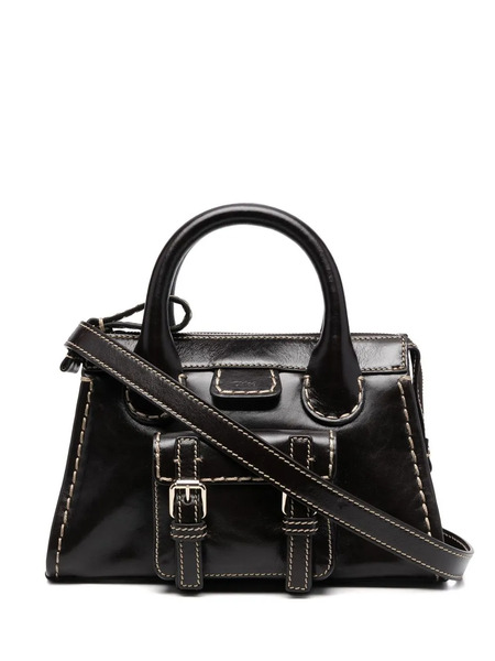  Chloé Logo-patch Leather Tote Bag - Brown 
