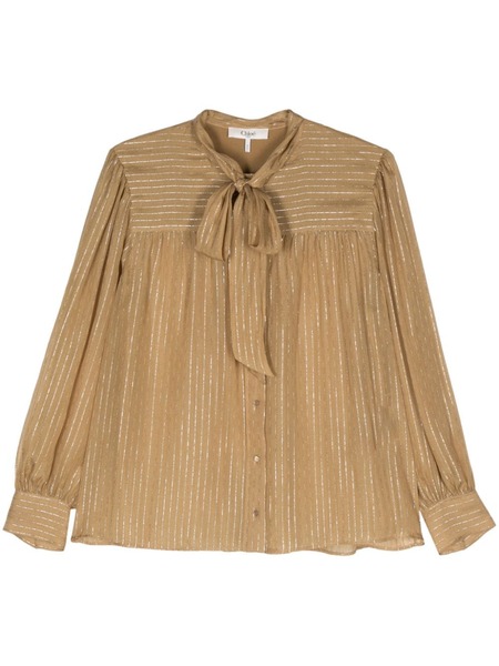  Chloé Lurex Silk Blouse - Green 