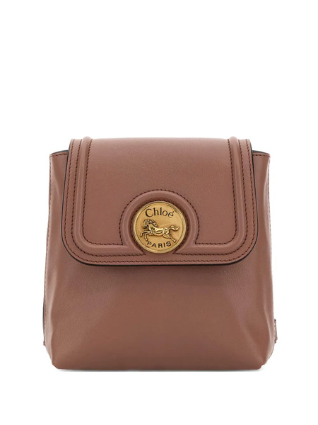  Chloé Mini Horse Medal Leather Backpack - Brown 