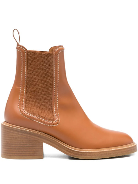  Chloé 60mm Leather-stitched Chealsea Boots - Brown 