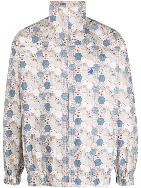  Chloe Nardin Geometric-pattern Cotton Lightweight Jacket - Blue 