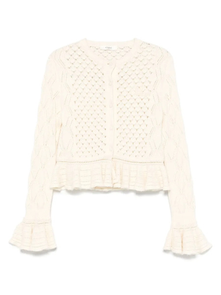  Chloé Open-knit Ruffled Cardigan - Neutrals 