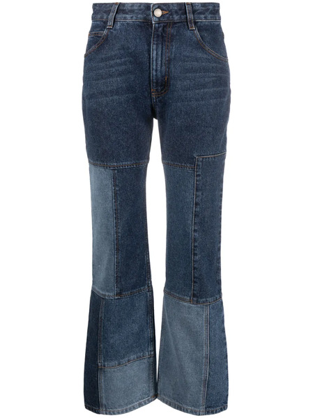  Chloé Patchwork Cropped Flared Jeans - Blue 