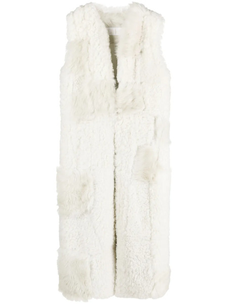  Chloé Patchwork Shearling Gilet - White 