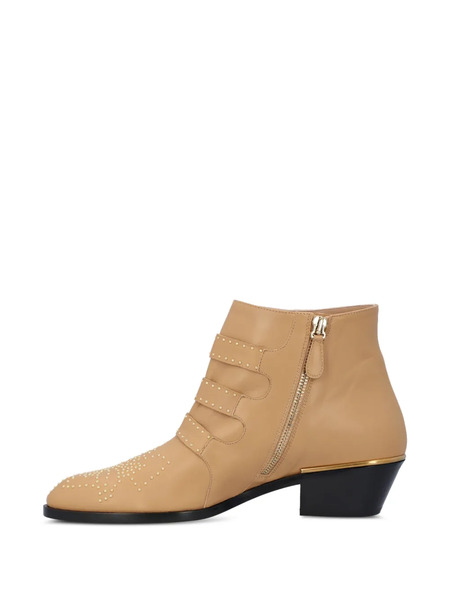  Chloé Pre-owned Susanna Buckle Studded Boots - Neutrals 