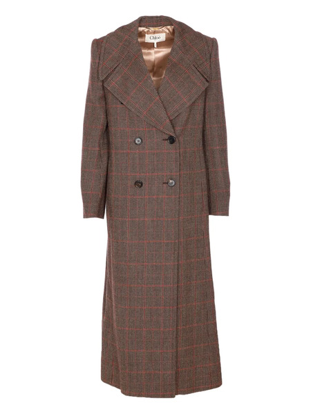  Chloé Prince Of Wales-check Wool Coat - Brown 
