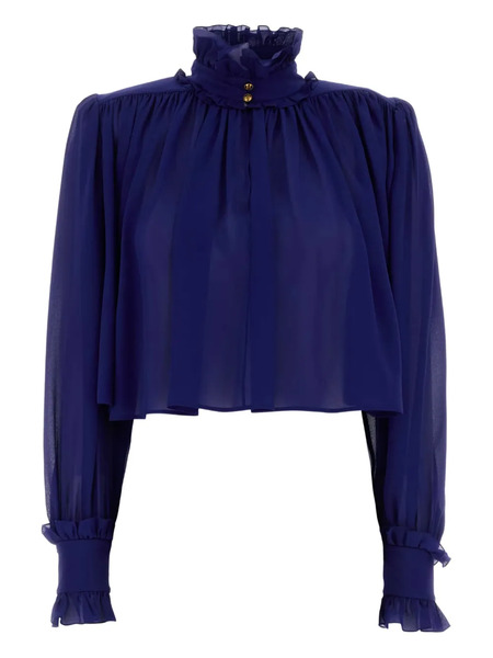  Chloé Ruffled Georgette Blouse - Blue 