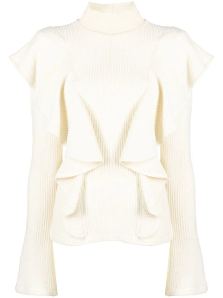  Chloé Ruffled High-neck Jumper - White 