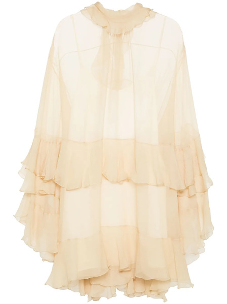  Chloé Ruffled Mini Dress - Neutrals 