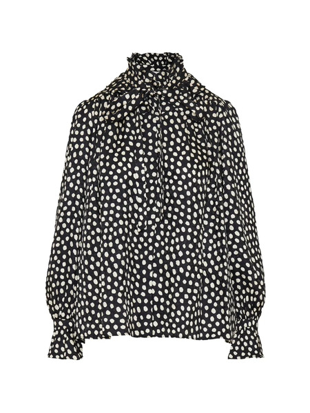  Chloé Ruffled Polka Dot Blouse - Black 