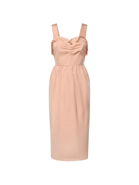  Chloé Ruffled Ruched Midi Dress - Neutrals 