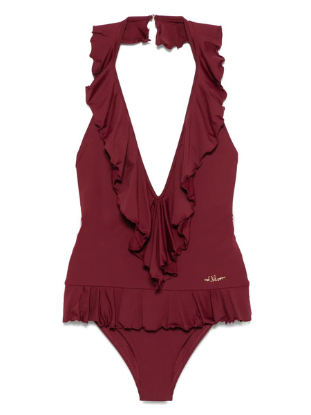  Chloé Ruffled V-neck Swimsuit - Red 
