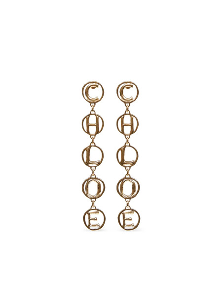  Chloé Script Letter Gold Earrings 