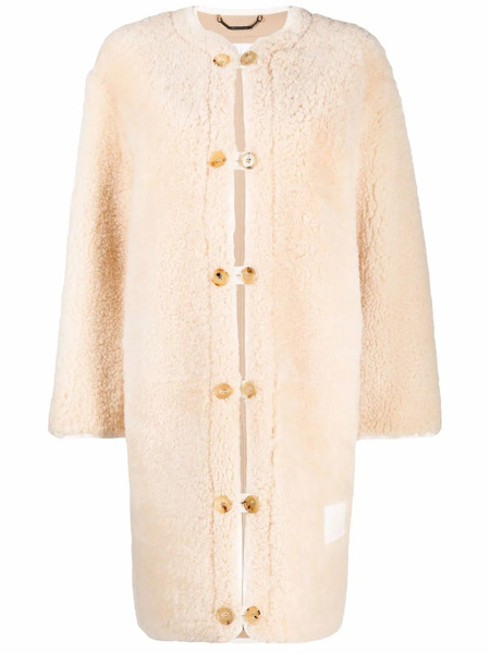  Chloé Single-breasted Shearling Coat - Neutrals 
