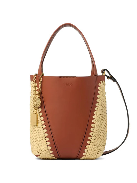  Chloé Small Chloé Spin Woven-pannels Charm-detail Bucket Bag - Brown 