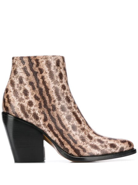  Chloé Snake-effect Ankle Boots - Neutrals 