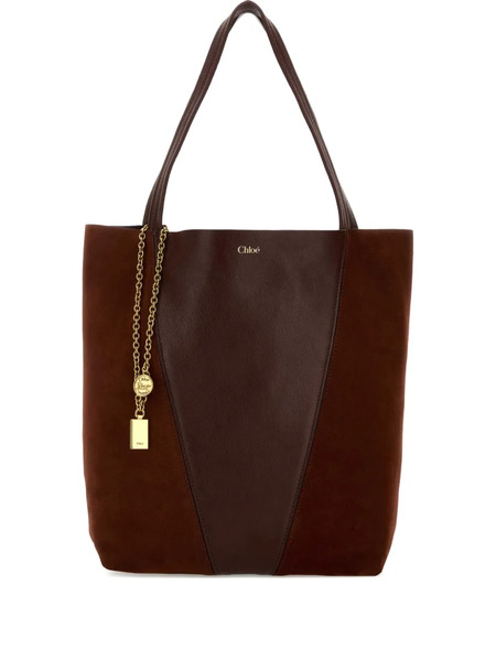  Chloé Spin Leather Suede Tote Bag - Brown 