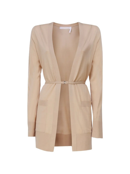  Chloé Strap Long-sleeved Cardigan - Neutrals 