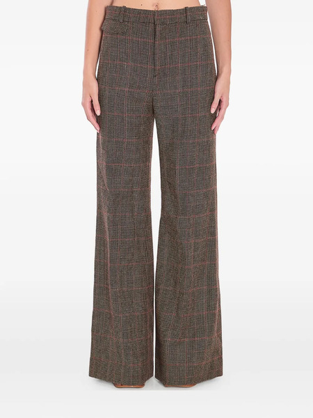  Chloé Tailored Checked Wool Trousers - Brown 