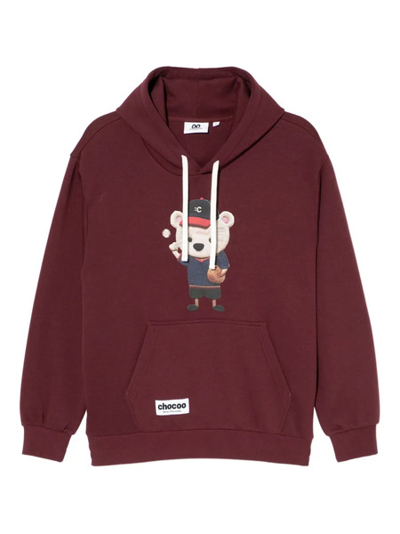 Chocoolate Bear-print Hoodie - Red 