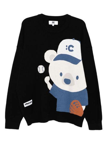  Chocoolate Bear-print Jumper - Black 