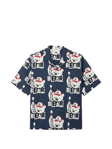  Chocoolate Bear-print Shirt - Blue 