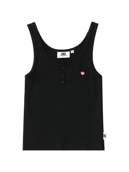  Chocoolate Button Embellished Tank Top - Black 