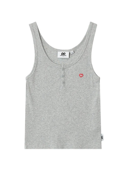  Chocoolate Button Heart Ribbed Tank Top - Grey 