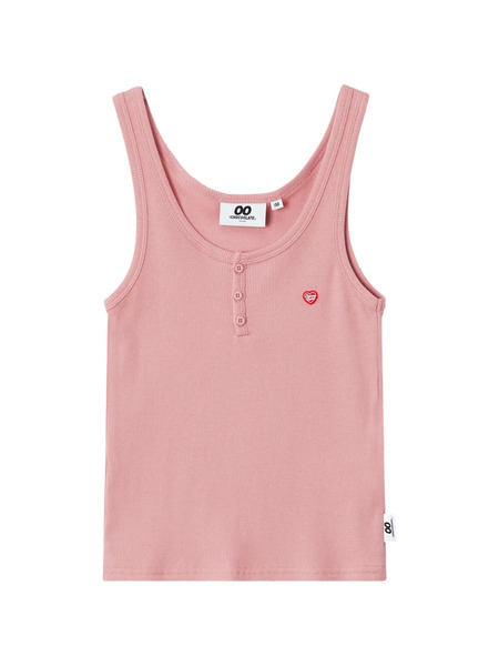  Chocoolate Button Ribbed Tank Top - Pink 