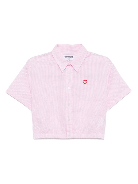  Chocoolate Cropped Shirt Jacket - Pink 