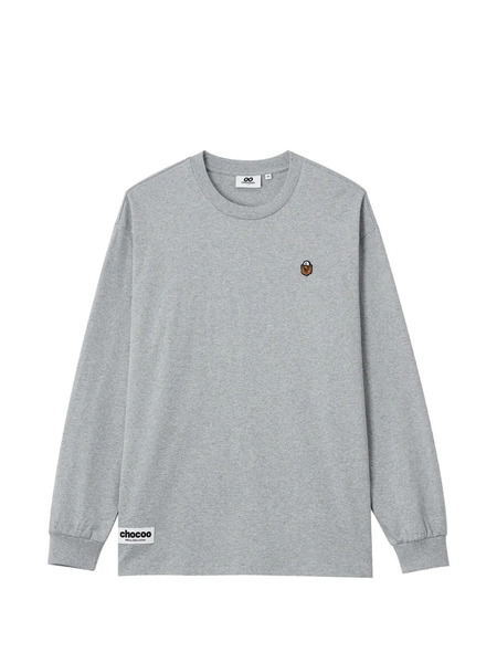  Chocoolate Long-sleeved Embroidered T-shirt - Grey 