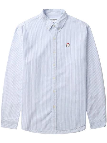  Chocoolate Pinstripe-pattern Cotton Shirt - Blue 