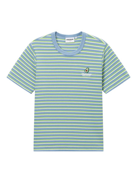  Chocoolate Striped Logo T-shirt - Blue 