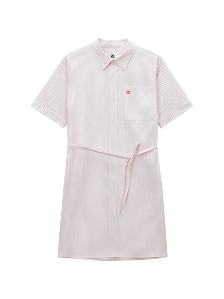  Chocoolate Striped Pocket Midi Dress - Pink 