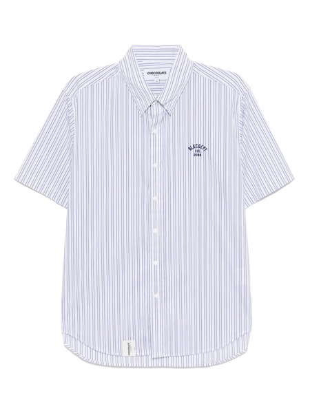  Chocoolate Striped Short-sleeved Shirt - White 