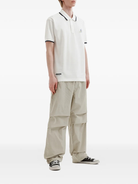  Chocoolate Trimmed Embroidered Polo Shirt - White 