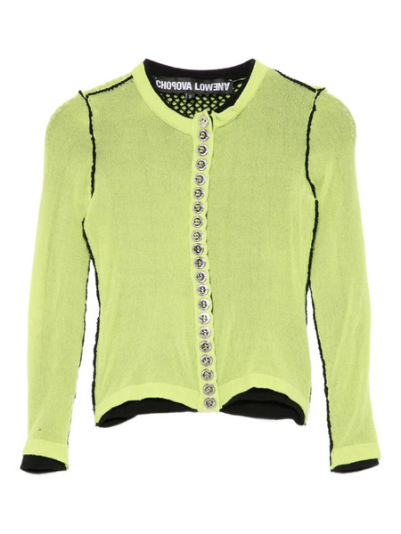  Chopova Lowena Fishnet-layer Cardigan - Yellow 