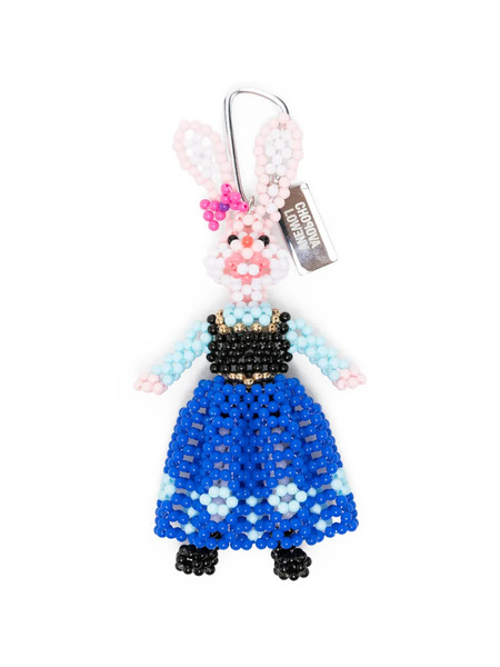  Chopova Lowena Warrior Rabbit Beaded Keyring - Blue 