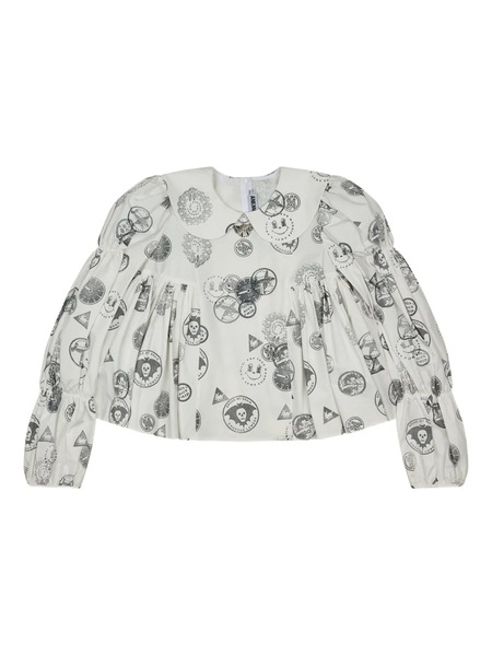  Chopova Lowena Willa Collared Printed Blouse - White 
