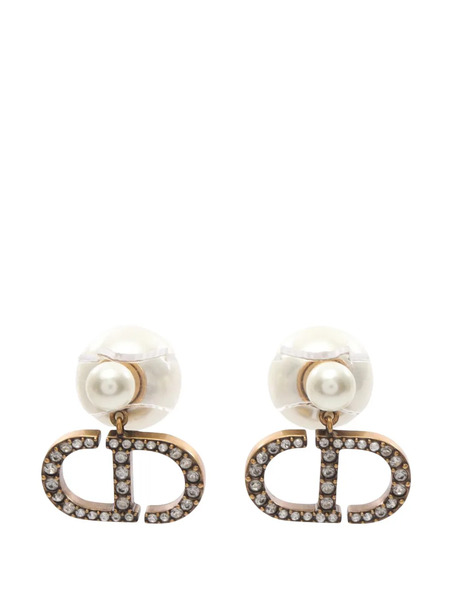  Christian Dior Pre-owned 2010-2025 Gold Plated Faux Pearl Dior Tribales Earrings Costume Earrings - White 