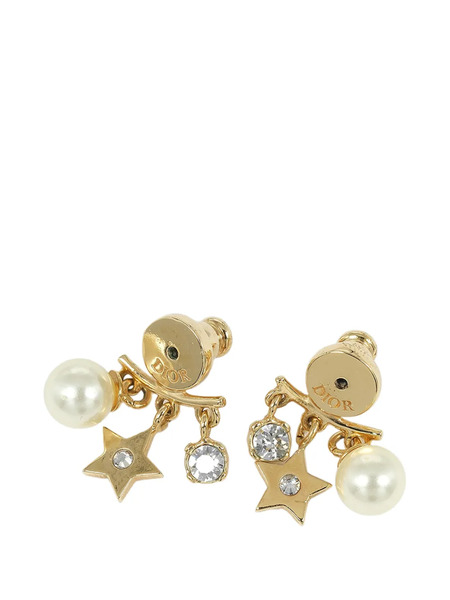  Christian Dior Pre-owned 2000-2026 Gold Plated Faux Pearl Diorevolution Push Back Earrings Costume Earrings 
