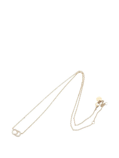  Christian Dior Pre-owned 2010-2025 Gold Plated Rhinestone Petit Cd Logo Pendant Necklace Costume Necklace 