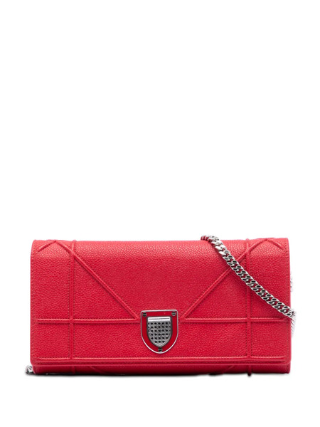  Christian Dior Pre-owned 2015 Grained Calfskin Diorama Croisiere Wallet On Chain Crossbody Bag - Red 