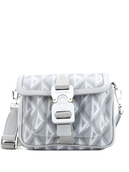  Christian Dior Pre-owned Hit The Road Flap Cd Diamond Coated Canvas And Leather Mini Crossbody Bag - Grey 