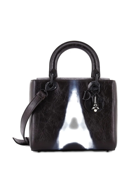  Christian Dior Pre-owned Lady Dior Bag Limited Edition Eiffel Tower Printed Leather Medium Satchel - Black 
